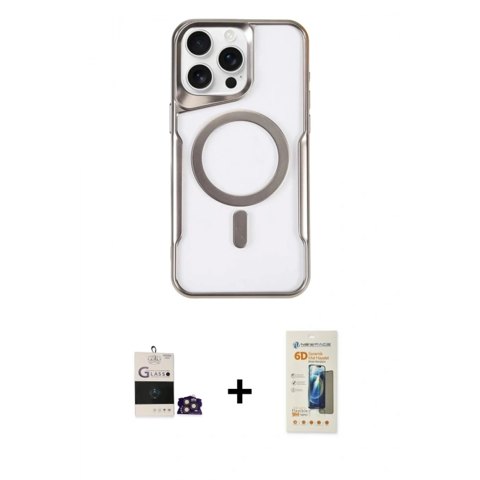 MARSİLYAN™- iPhone 14 Pro Max Kılıf Yadigar Klasik Özel Seri - Siyah 6D Mat Seramik Hayalet Nano Ekran Koruyucu + Bilvis Titan Kamera Lens - GD