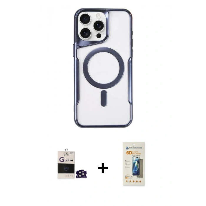 MARSİLYAN™- iPhone 14 Pro Max Kılıf Yadigar Klasik Özel Seri - Siyah 6D Mat Seramik Hayalet Nano Ekran Koruyucu + Bilvis Titan Kamera Lens - DNMR