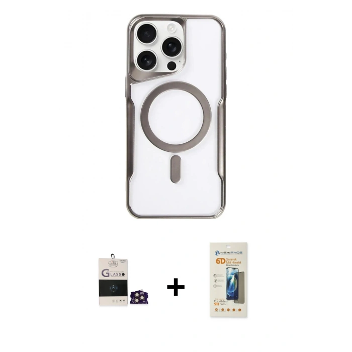 MARSİLYAN™- iPhone 14 Pro Max Kılıf Yadigar Klasik Özel Seri - Siyah 6D Mat Seramik Hayalet Nano Ekran Koruyucu + Bilvis Titan Kamera Lens - GD