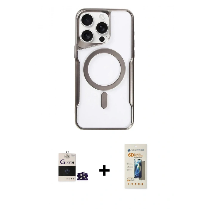 MARSİLYAN™- iPhone 14 Pro Max Kılıf Yadigar Klasik Özel Seri - Siyah 6D Mat Seramik Hayalet Nano Ekran Koruyucu + Bilvis Titan Kamera Lens - DNMR