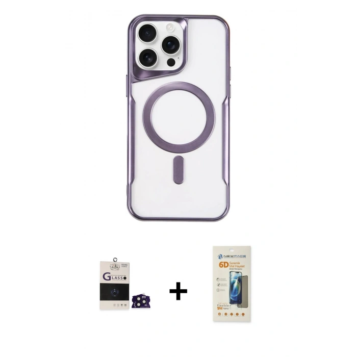 MARSİLYAN™- iPhone 14 Pro Max Kılıf Yadigar Klasik Özel Seri - Siyah 6D Mat Seramik Hayalet Nano Ekran Koruyucu + Bilvis Titan Kamera Lens - DNMR