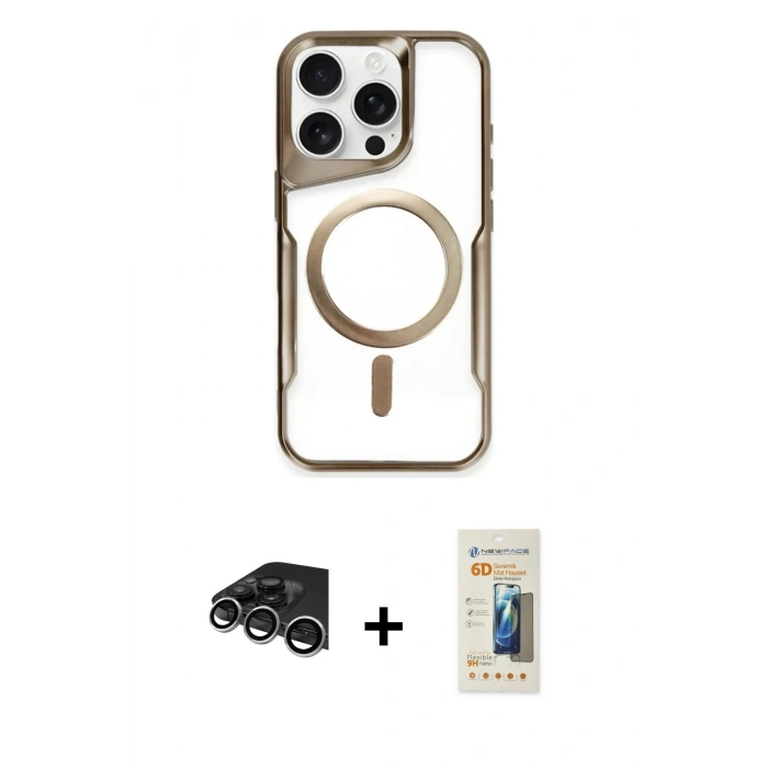 MARSİLYAN™- iPhone 14 Pro Max Kılıf Yadigar Klasik Özel Seri - Siyah 6D Mat Seramik Hayalet Nano Ekran Koruyucu + Raze Metal Kamera Lens - GS