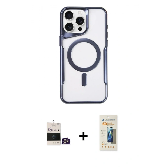 MARSİLYAN™- iPhone 14 Pro Max Kılıf Yadigar Klasik Özel Seri - Siyah 6D Mat Seramik Hayalet Nano Ekran Koruyucu + Bilvis Titan Kamera Lens - GD