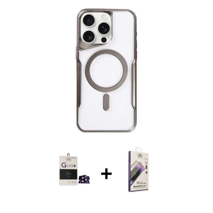MARSİLYAN™- iPhone 14 Pro Max Kılıf Yadigar Klasik Özel Seri - Siyah Bilvis 3D Mat Cam Ekran Koruyucu + Bilvis Titan Kamera Lens - SH