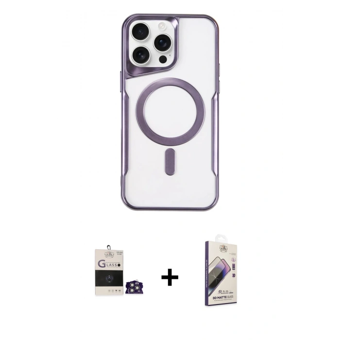 MARSİLYAN™- iPhone 14 Pro Max Kılıf Yadigar Klasik Özel Seri - Siyah Bilvis 3D Mat Cam Ekran Koruyucu + Bilvis Titan Kamera Lens - GS
