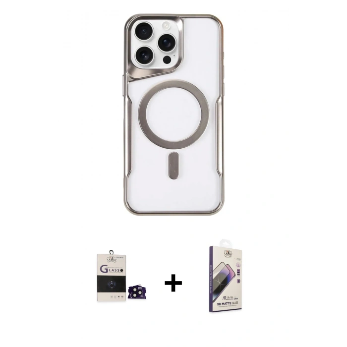 MARSİLYAN™- iPhone 14 Pro Max Kılıf Yadigar Klasik Özel Seri - Siyah Bilvis 3D Mat Cam Ekran Koruyucu + Bilvis Titan Kamera Lens - SH