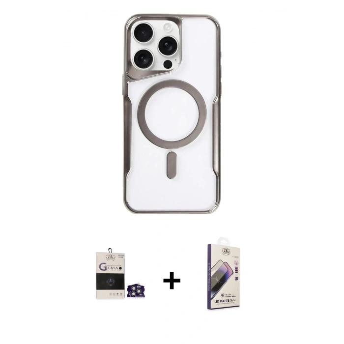 MARSİLYAN™- iPhone 14 Pro Max Kılıf Yadigar Klasik Özel Seri - Siyah Bilvis 3D Mat Cam Ekran Koruyucu + Bilvis Titan Kamera Lens - GS