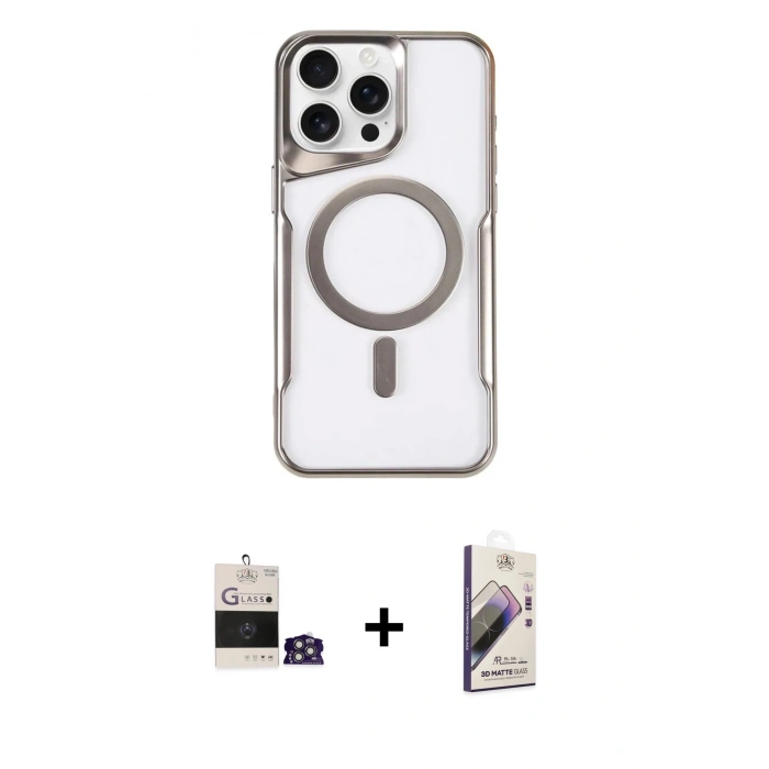 MARSİLYAN™- iPhone 14 Pro Max Kılıf Yadigar Klasik Özel Seri - Siyah Bilvis 3D Mat Cam Ekran Koruyucu + Bilvis Titan Kamera Lens - GS