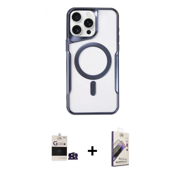 MARSİLYAN™- iPhone 14 Pro Max Kılıf Yadigar Klasik Özel Seri - Siyah Bilvis 3D Mat Cam Ekran Koruyucu + Bilvis Titan Kamera Lens - DNMR