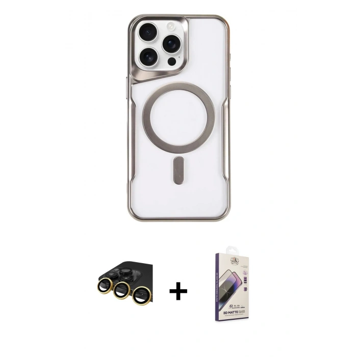 MARSİLYAN™- iPhone 14 Pro Max Kılıf Yadigar Klasik Özel Seri - Siyah Bilvis 3D Mat Cam Ekran Koruyucu + Raze Metal Kamera Lens - GD