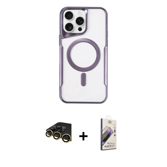 MARSİLYAN™- iPhone 14 Pro Max Kılıf Yadigar Klasik Özel Seri - Siyah Bilvis 3D Mat Cam Ekran Koruyucu + Raze Metal Kamera Lens - GD