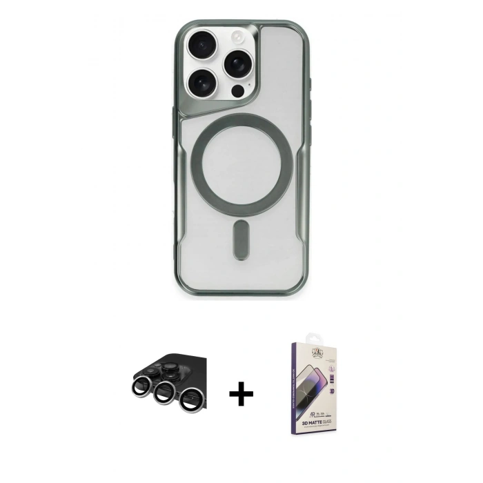 MARSİLYAN™- iPhone 14 Pro Max Kılıf Yadigar Klasik Özel Seri - Siyah Bilvis 3D Mat Cam Ekran Koruyucu + Raze Metal Kamera Lens - GS