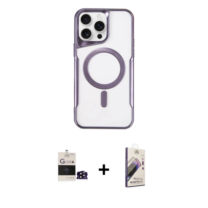 MARSİLYAN™- iPhone 14 Pro Max Kılıf Yadigar Klasik Özel Seri - Siyah Bilvis 3D Mat Cam Ekran Koruyucu + Siyah Bilvis Titan Kamera Lens