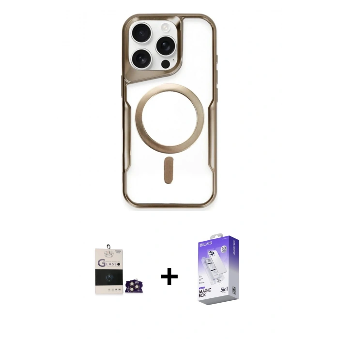 MARSİLYAN™- iPhone 14 Pro Max Kılıf Yadigar Klasik Özel Seri - Siyah Bilvis 5in1 3D Magic Cam Ekran Koruyucu + Bilvis Titan Kamera Lens - GD