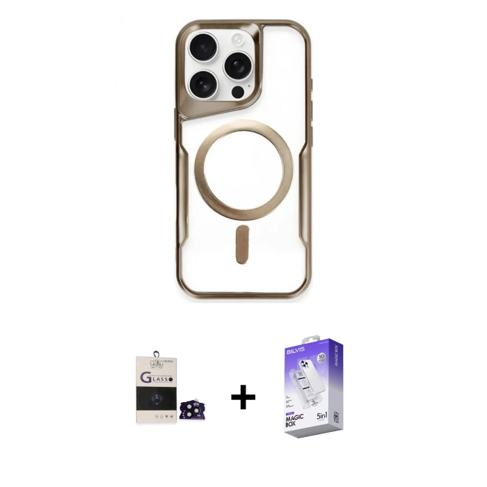 MARSİLYAN™- iPhone 14 Pro Max Kılıf Yadigar Klasik Özel Seri - Siyah Bilvis 5in1 3D Magic Cam Ekran Koruyucu + Bilvis Titan Kamera Lens - SH