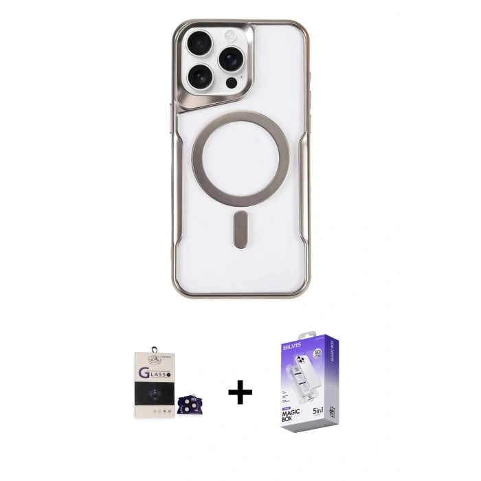 MARSİLYAN™- iPhone 14 Pro Max Kılıf Yadigar Klasik Özel Seri - Siyah Bilvis 5in1 3D Magic Cam Ekran Koruyucu + Bilvis Titan Kamera Lens - SH