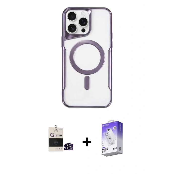 MARSİLYAN™- iPhone 14 Pro Max Kılıf Yadigar Klasik Özel Seri - Siyah Bilvis 5in1 3D Magic Cam Ekran Koruyucu + Bilvis Titan Kamera Lens - SH