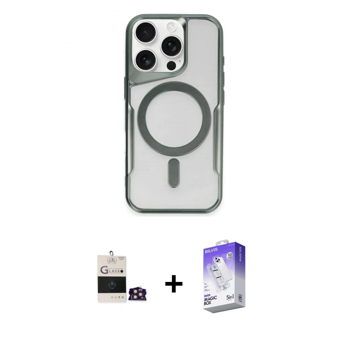 MARSİLYAN™- iPhone 14 Pro Max Kılıf Yadigar Klasik Özel Seri - Siyah Bilvis 5in1 3D Magic Cam Ekran Koruyucu + Bilvis Titan Kamera Lens - GD