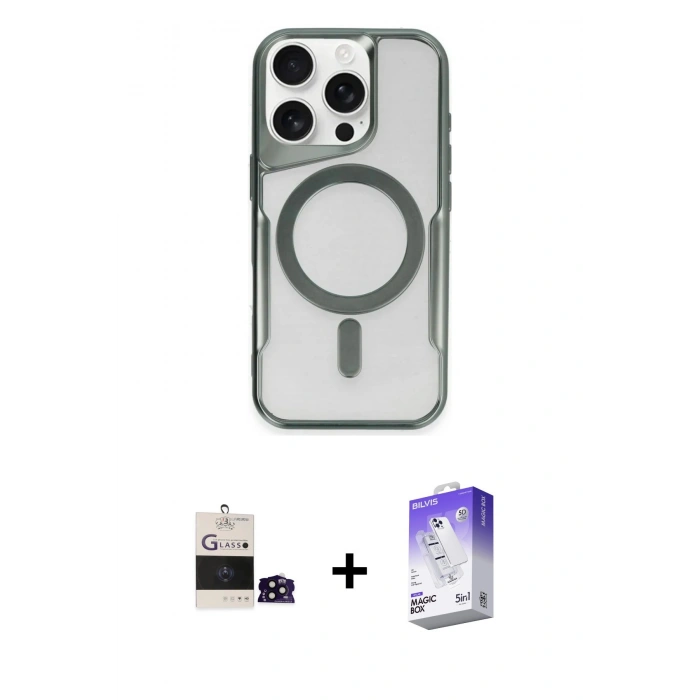 MARSİLYAN™- iPhone 14 Pro Max Kılıf Yadigar Klasik Özel Seri - Siyah Bilvis 5in1 3D Magic Cam Ekran Koruyucu + Bilvis Titan Kamera Lens - SH