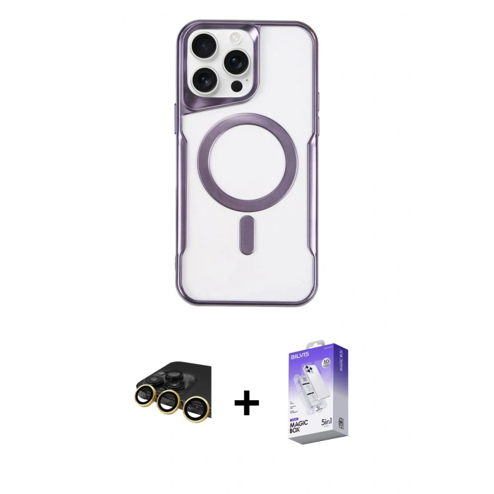 MARSİLYAN™- iPhone 14 Pro Max Kılıf Yadigar Klasik Özel Seri - Siyah Bilvis 5in1 3D Magic Cam Ekran Koruyucu + Raze Metal Kamera Lens - GD