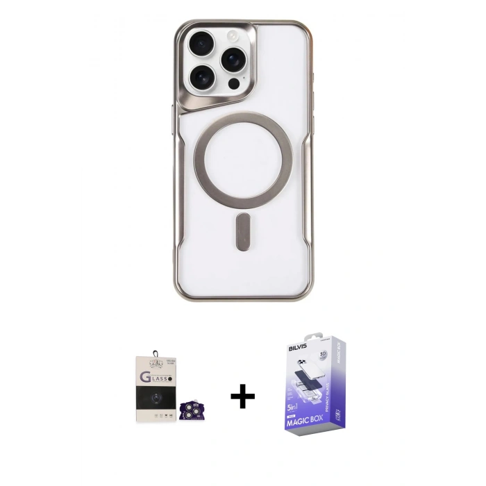 MARSİLYAN™- iPhone 14 Pro Max Kılıf Yadigar Klasik Özel Seri - Siyah Bilvis 5in1 5D Magic Hayalet Cam Ekran Koruyucu + Bilvis Titan Kamera Lens - GS