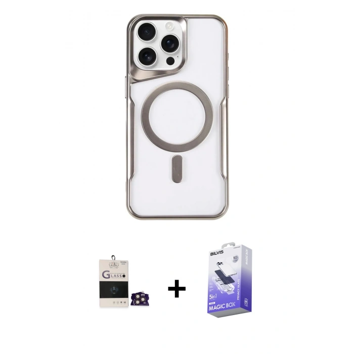 MARSİLYAN™- iPhone 14 Pro Max Kılıf Yadigar Klasik Özel Seri - Siyah Bilvis 5in1 5D Magic Hayalet Cam Ekran Koruyucu + Bilvis Titan Kamera Lens - GD
