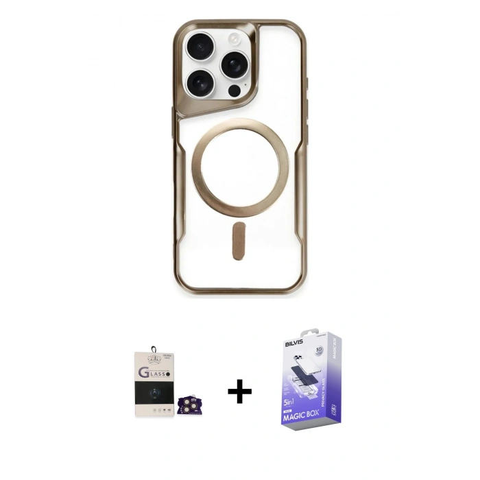 MARSİLYAN™- iPhone 14 Pro Max Kılıf Yadigar Klasik Özel Seri - Siyah Bilvis 5in1 5D Magic Hayalet Cam Ekran Koruyucu + Bilvis Titan Kamera Lens - GD