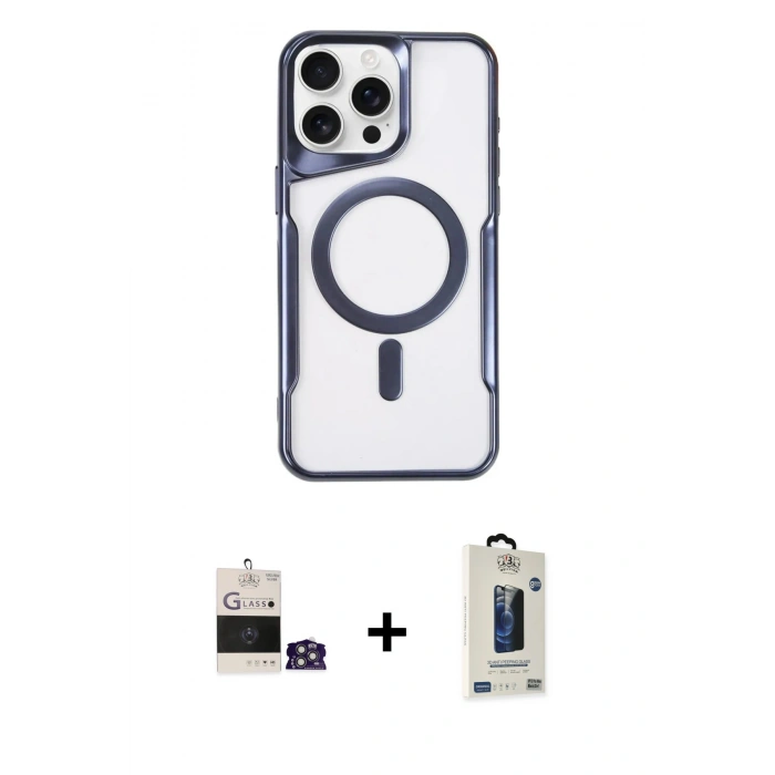 MARSİLYAN™- iPhone 14 Pro Max Kılıf Yadigar Klasik Özel Seri - Siyah Bilvis Hayalet Cam Ekran Koruyucu + Bilvis Titan Kamera Lens - GS