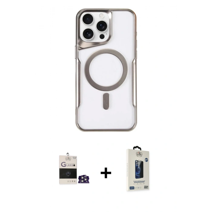 MARSİLYAN™- iPhone 14 Pro Max Kılıf Yadigar Klasik Özel Seri - Siyah Bilvis Hayalet Cam Ekran Koruyucu + Bilvis Titan Kamera Lens - GS