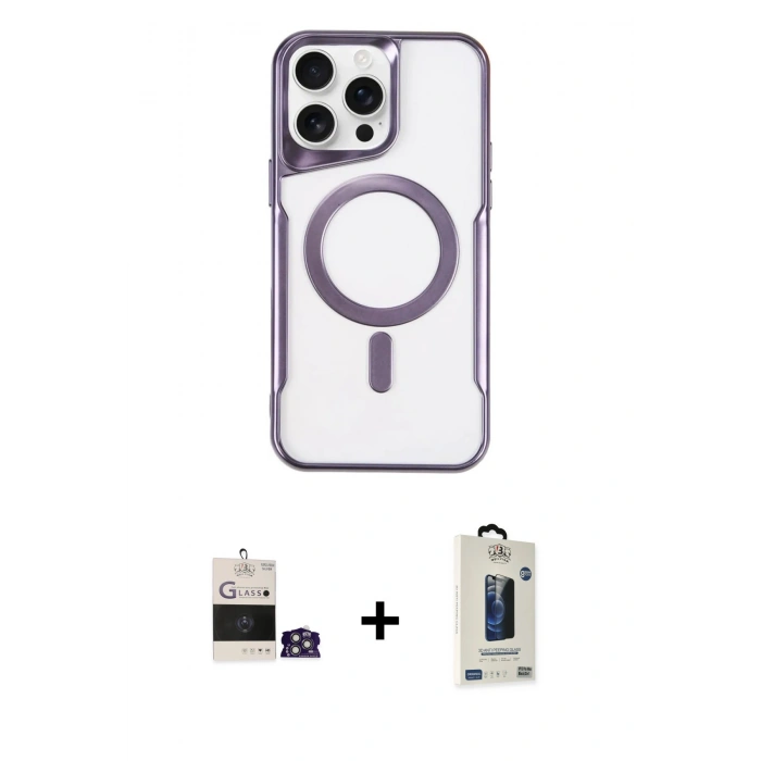 MARSİLYAN™- iPhone 14 Pro Max Kılıf Yadigar Klasik Özel Seri - Siyah Bilvis Hayalet Cam Ekran Koruyucu + Bilvis Titan Kamera Lens - GS