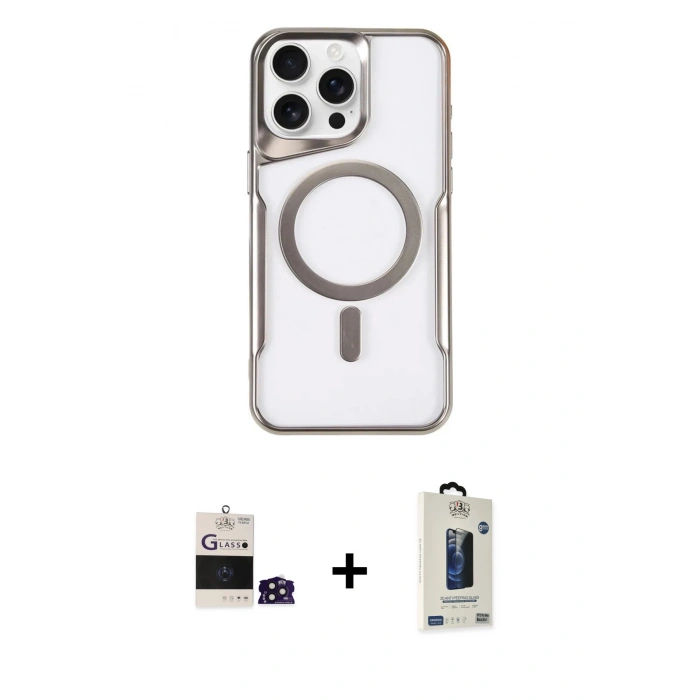 MARSİLYAN™- iPhone 14 Pro Max Kılıf Yadigar Klasik Özel Seri - Siyah Bilvis Hayalet Cam Ekran Koruyucu + Bilvis Titan Kamera Lens - DNMR