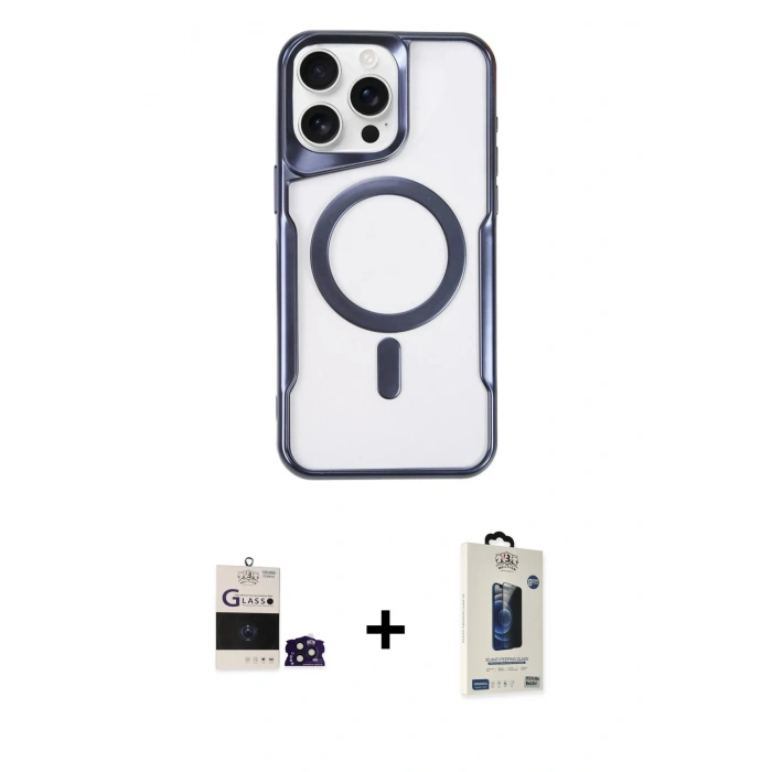 MARSİLYAN™- iPhone 14 Pro Max Kılıf Yadigar Klasik Özel Seri - Siyah Bilvis Hayalet Cam Ekran Koruyucu + Bilvis Titan Kamera Lens - DNMR