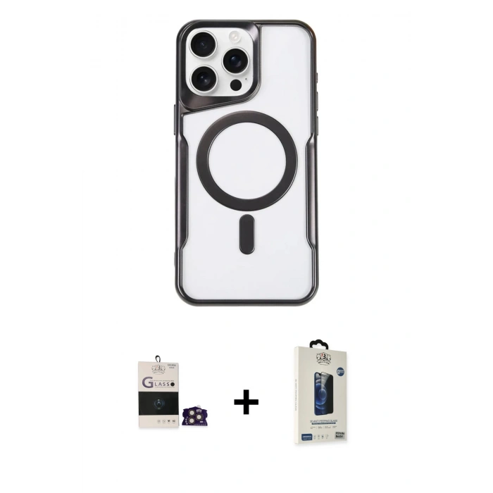 MARSİLYAN™- iPhone 14 Pro Max Kılıf Yadigar Klasik Özel Seri - Siyah Bilvis Hayalet Cam Ekran Koruyucu + Bilvis Titan Kamera Lens - GD