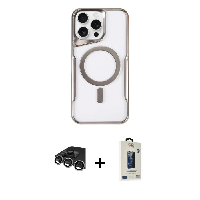 MARSİLYAN™- iPhone 14 Pro Max Kılıf Yadigar Klasik Özel Seri - Siyah Bilvis Hayalet Cam Ekran Koruyucu + Raze Metal Kamera Lens - GS