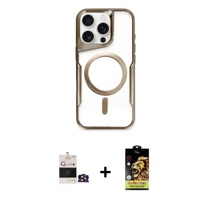 MARSİLYAN™- iPhone 14 Pro Max Kılıf Yadigar Klasik Özel Seri - Siyah Buffer Cam Ekran Koruyucu + Bilvis Titan Kamera Lens - GD