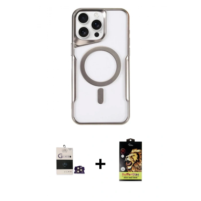 MARSİLYAN™- iPhone 14 Pro Max Kılıf Yadigar Klasik Özel Seri - Siyah Buffer Cam Ekran Koruyucu + Bilvis Titan Kamera Lens - GD