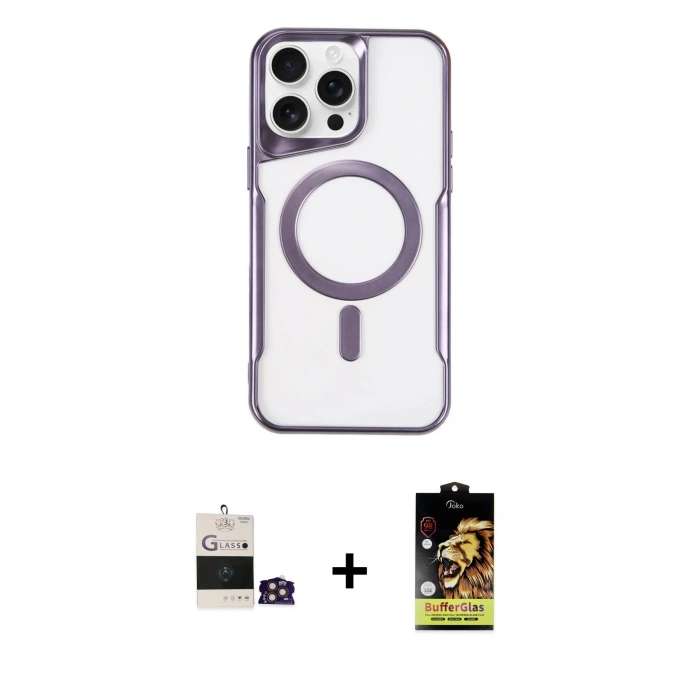 MARSİLYAN™- iPhone 14 Pro Max Kılıf Yadigar Klasik Özel Seri - Siyah Buffer Cam Ekran Koruyucu + Bilvis Titan Kamera Lens - GD