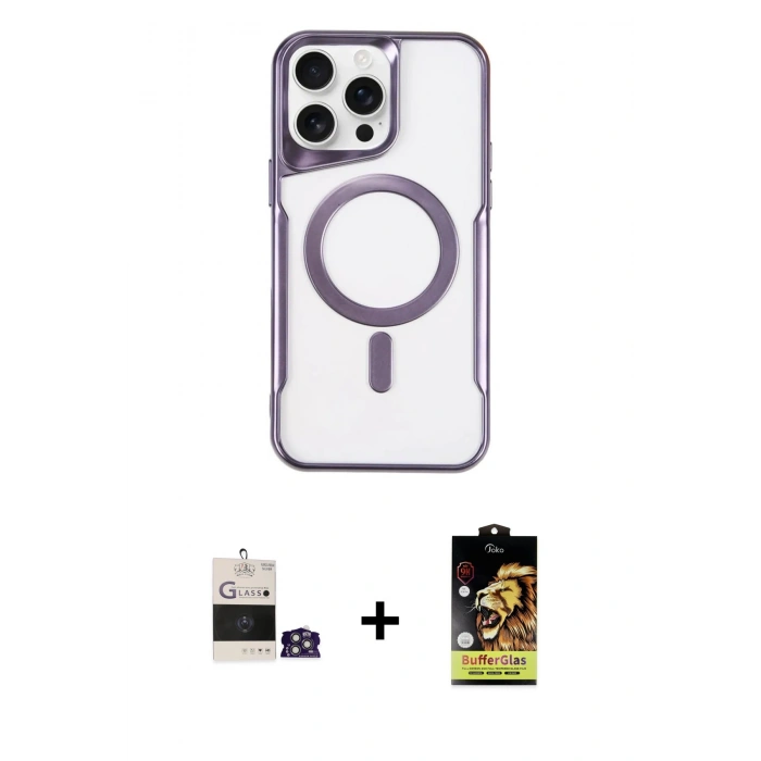 MARSİLYAN™- iPhone 14 Pro Max Kılıf Yadigar Klasik Özel Seri - Siyah Buffer Cam Ekran Koruyucu + Bilvis Titan Kamera Lens - GS