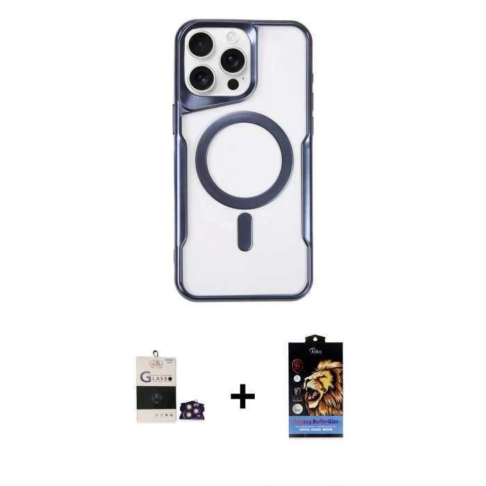 MARSİLYAN™- iPhone 14 Pro Max Kılıf Yadigar Klasik Özel Seri - Siyah Buffer Hayalet Cam Ekran Koruyucu + Bilvis Titan Kamera Lens - GD
