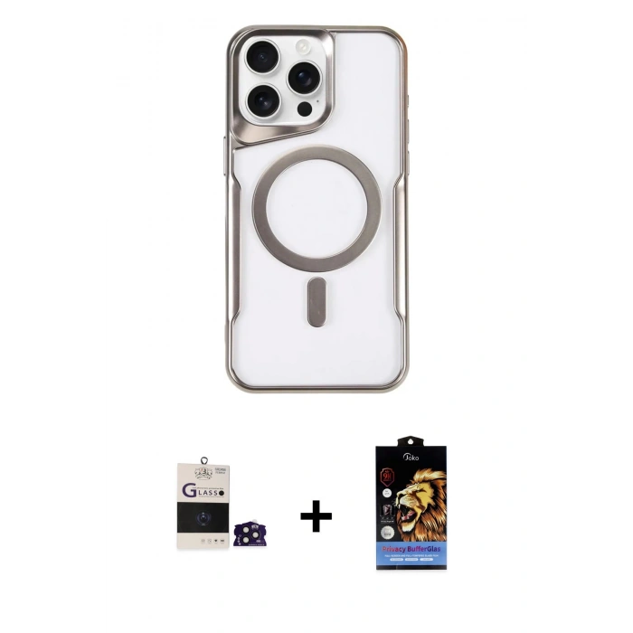 MARSİLYAN™- iPhone 14 Pro Max Kılıf Yadigar Klasik Özel Seri - Siyah Buffer Hayalet Cam Ekran Koruyucu + Derin Mor Bilvis Titan Kamera Lens