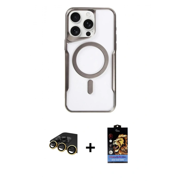 MARSİLYAN™- iPhone 14 Pro Max Kılıf Yadigar Klasik Özel Seri - Siyah Buffer Hayalet Cam Ekran Koruyucu + Raze Metal Kamera Lens - GD