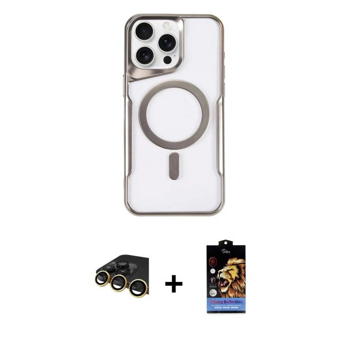 MARSİLYAN™- iPhone 14 Pro Max Kılıf Yadigar Klasik Özel Seri - Siyah Buffer Hayalet Cam Ekran Koruyucu + Raze Metal Kamera Lens - GD