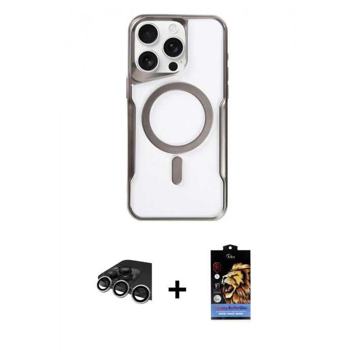 MARSİLYAN™- iPhone 14 Pro Max Kılıf Yadigar Klasik Özel Seri - Siyah Buffer Hayalet Cam Ekran Koruyucu + Raze Metal Kamera Lens - GS