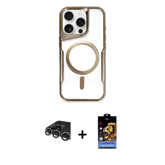 MARSİLYAN™- iPhone 14 Pro Max Kılıf Yadigar Klasik Özel Seri - Siyah Buffer Hayalet Cam Ekran Koruyucu + Raze Metal Kamera Lens - GS