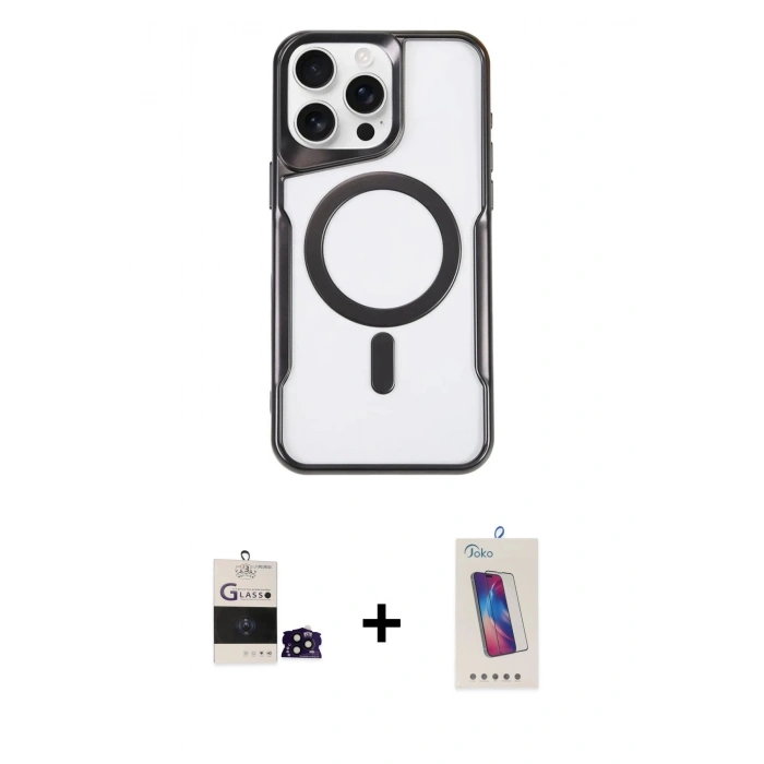 MARSİLYAN™- iPhone 14 Pro Max Kılıf Yadigar Klasik Özel Seri - Siyah Joko 5D Cam + Bilvis Titan Kamera Lens - SH