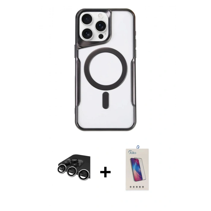 MARSİLYAN™- iPhone 14 Pro Max Kılıf Yadigar Klasik Özel Seri - Siyah Joko 5D Cam + Raze Metal Kamera Lens - GS