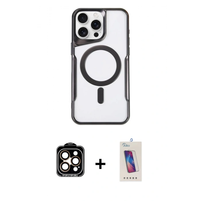 MARSİLYAN™- iPhone 14 Pro Max Kılıf Yadigar Klasik Özel Seri - Siyah Joko 5D Cam + PVD Metal Kamera Lens - TU
