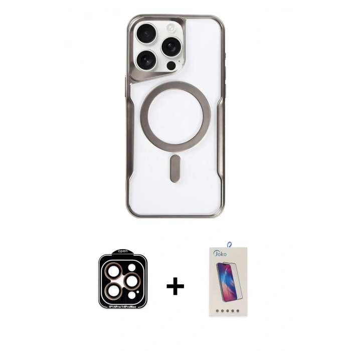 MARSİLYAN™- iPhone 14 Pro Max Kılıf Yadigar Klasik Özel Seri - Siyah Joko 5D Cam + PVD Metal Kamera Lens - TU