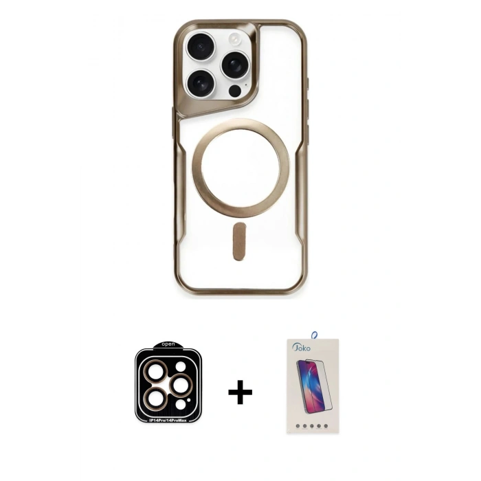 MARSİLYAN™- iPhone 14 Pro Max Kılıf Yadigar Klasik Özel Seri - Siyah Joko 5D Cam + PVD Metal Kamera Lens - TU