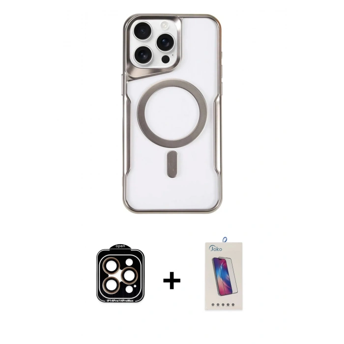 MARSİLYAN™- iPhone 14 Pro Max Kılıf Yadigar Klasik Özel Seri - Siyah Joko 5D Cam + PVD Metal Kamera Lens - TU